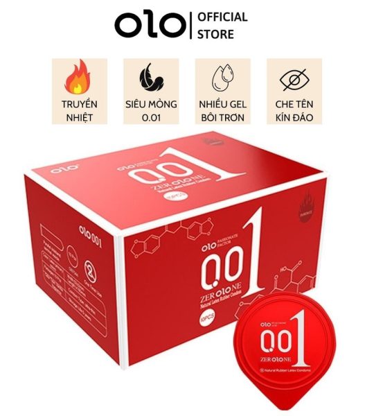 Bao cao su siêu mỏng Olo 0.01 Đỏ hộp 10 chiếc