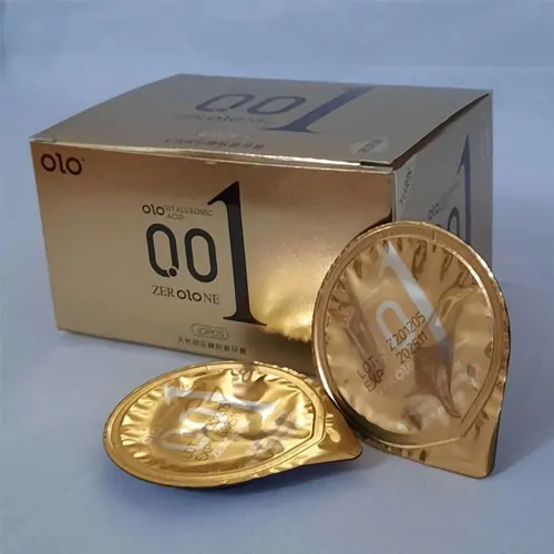 Bao cao su siêu mỏng Olo 0.01gai li ti Vàng hộp 10 chiếc