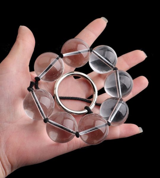 Chuỗi hạt pha lê trong suốt kích thích hậu môn – 16cm